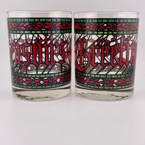 Vintage, Seasons Greetings Lowball Glasses by Houze
